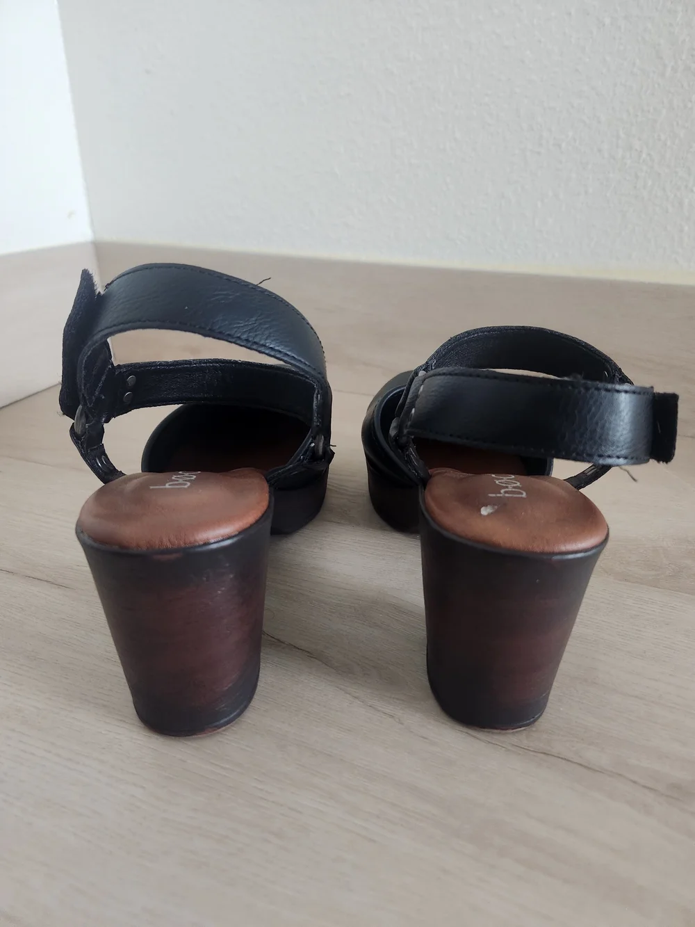 b.o.c. Black Platform Clogs with Ankle Strap